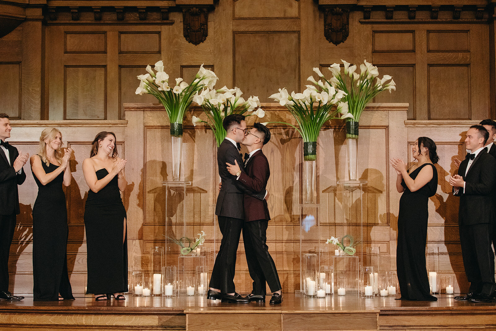 Calla lily ceremony installation at a grand Seattle ballroom